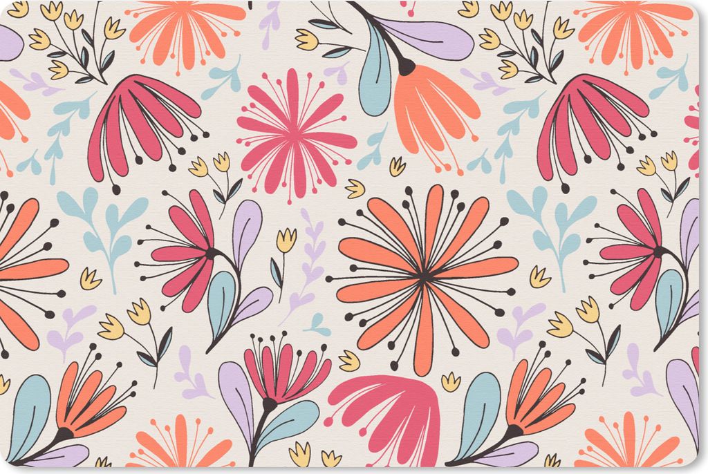 MuchoWow Mauspad Mousepad Blumen - Regenbogen - Design 27x18 cm - Mousepads - Maus Mat - Pad - Mausunterlage - Büroartikel - Desk Matten