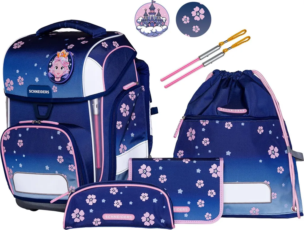 Sac à dos scolaire 9 pièces Blue Bloom Schneiders pour rentrée réussie