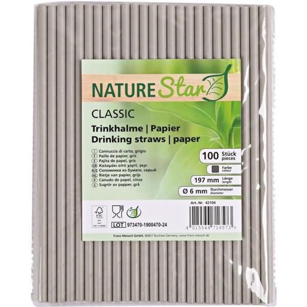 NATUREStar 42104Papiertrinkhalme Classic einfarbig grau ø 6 Immagine del prodotto 