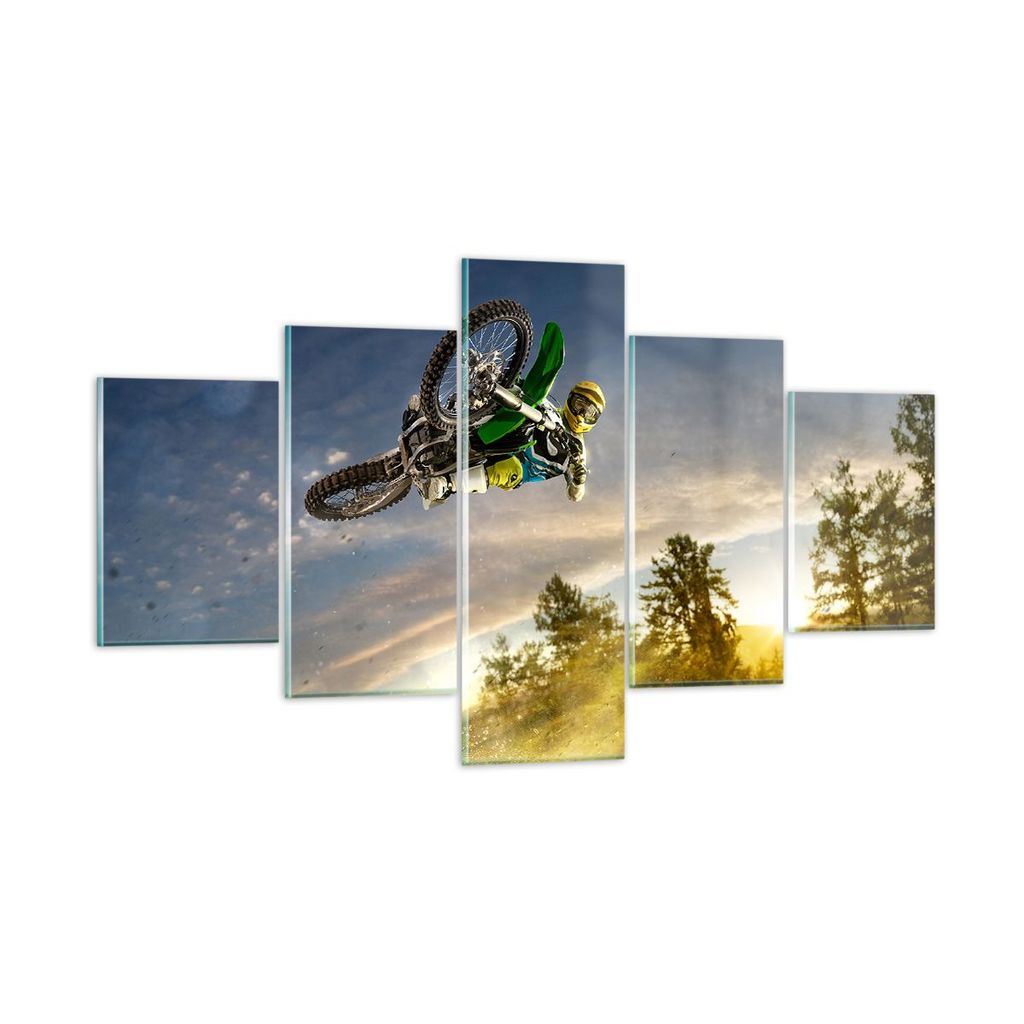 Bilder auf glas - Motorrad Extrem Spaß Wettbewerbe - 125x70cm - Glasbilder - Wandbilder - Kunstdruck - zum Aufhängen bereit - Wanddekoration aus ...