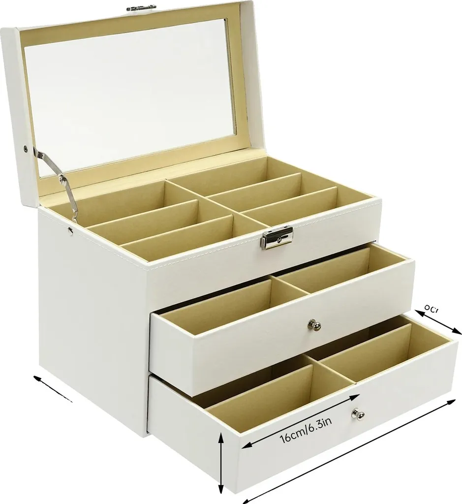 Boîte de rangement lunettes 18 slots - Présentoir blanc multicouche