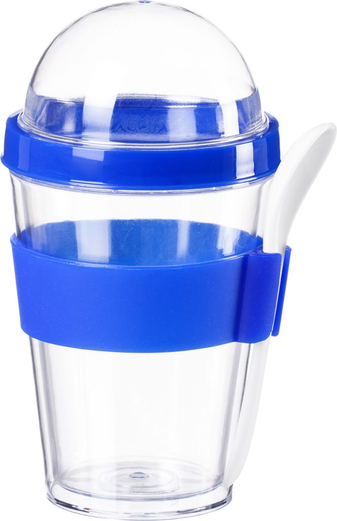 Joghurtbecher to Go Blau mit integriertem Löffel 450ml - Produktbild 