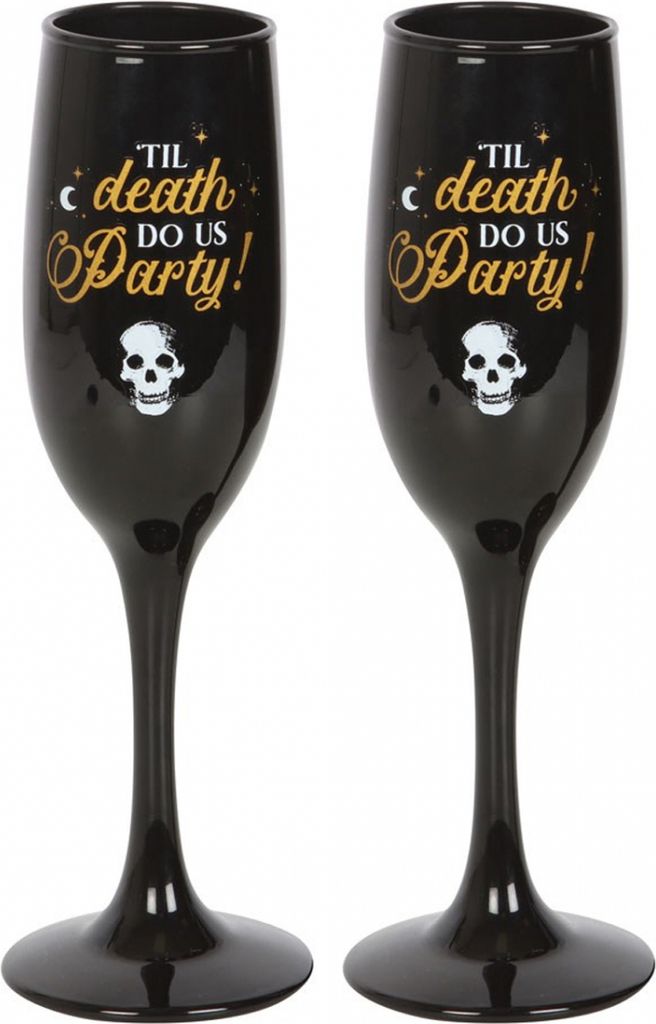 ";Til Death Do Us Party"; Totenkopf Champagner Gläser 2er Set