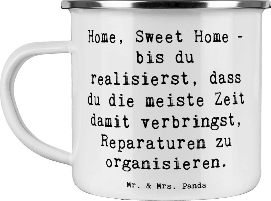 Mr. & Mrs. Panda Teetasse Spruch Geborgenheit im Zuhause - Weiß - Geschenk, Zitat, Humorvolle Mottos, Wohnraum, Wohlfühloase, Campingbecher, Reis...
