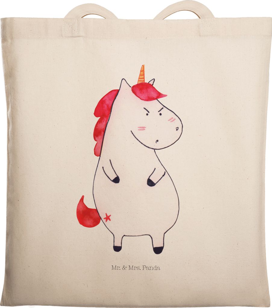 Mr. & Mrs. Panda Tote Bag Einhorn Wut - Transparent - Geschenk, Jutebeutel, Tasche, Büro, Arbeit, Unicorn, Lustig, Schultasche, Einhörner, Laptop...