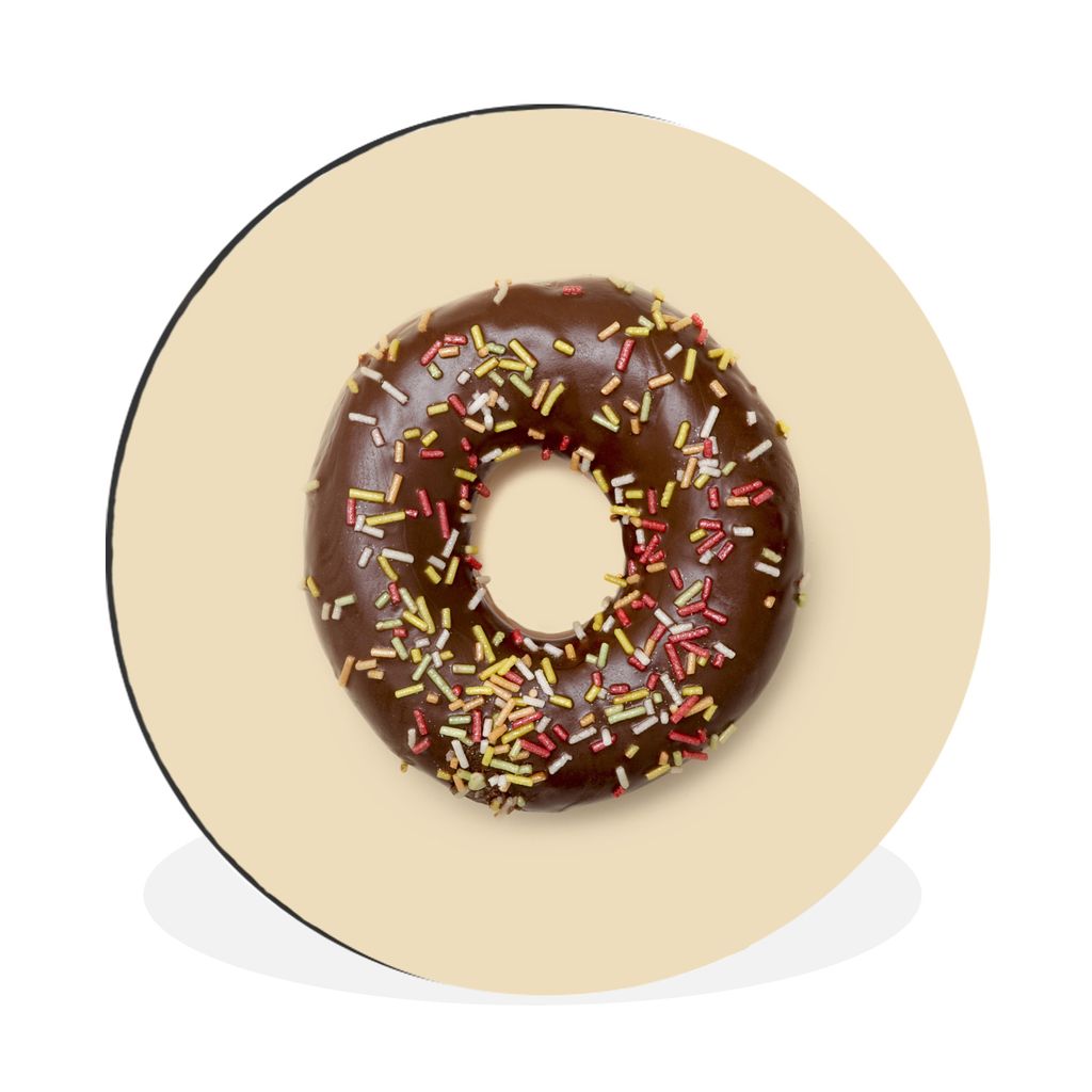 MuchoWow Aluminium Wandkreis Schokoladendonut mit Hagel Ø 60 cm Wanddeko Modern Wohnzimmer - Wand Kreis - Wandbild - Schlafzimmer - Aluminium Bi...