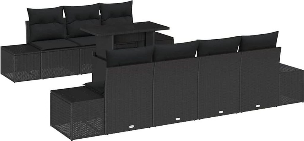 vidaXL Gartensofa-set mit Kissen 8 pcs Schwarz
