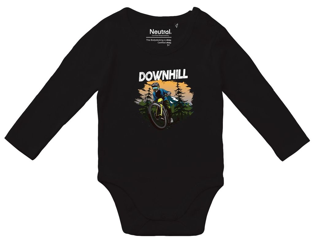 Huuraa Baby Body Downhill Bike 74 Black Baumwolle Fairtrade Langarmbody Geschenkidee