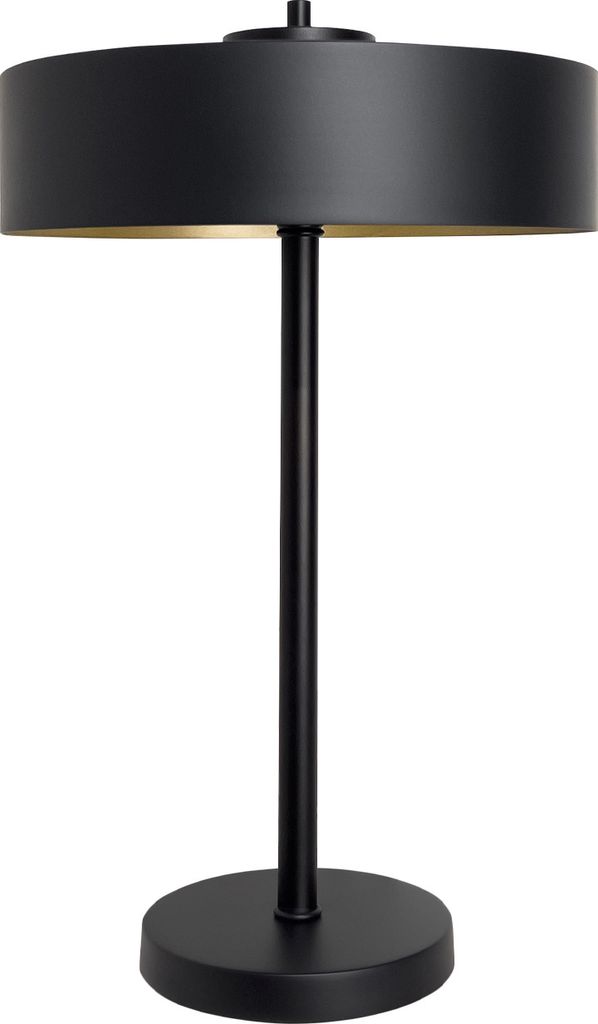 Tischlampe Messing Gusseisen Ø 30 cm rund 49 cm hoch in Schwarz matt Gold E14 2-flammig Retro Design
