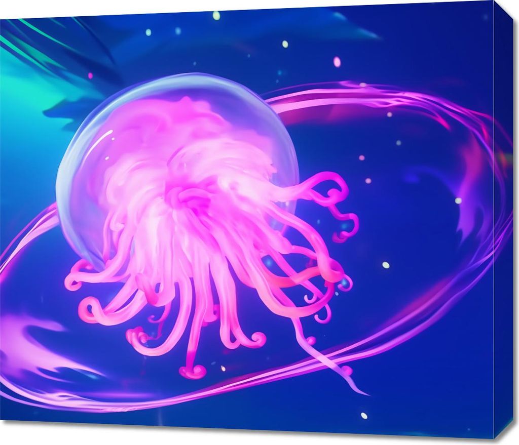 Bild 70x60cm Neonqualle