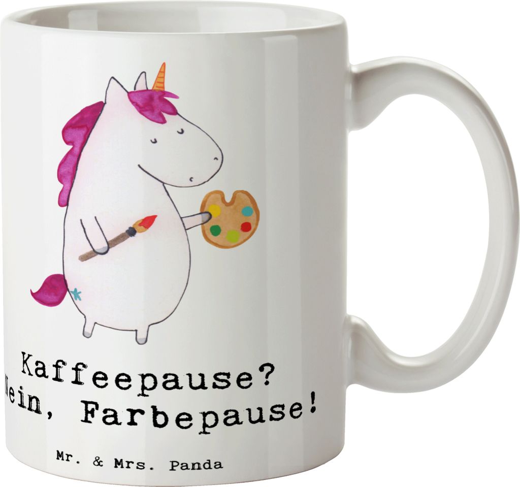 Mr. & Mrs. Panda Tasse Künstlerin Farbepause - Weiß - Geschenk, Teetasse, Keramiktasse, kaffeetasse bedruckt, Skulpturen, Pott, handgefertigte Ge...