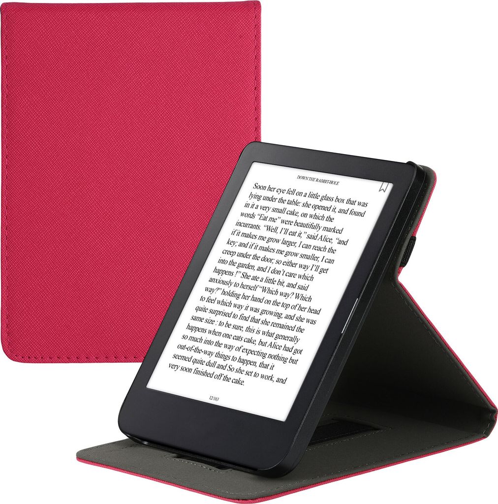 kwmobile Schutzhülle kompatibel mit Kobo Clara 2E / Tolino Shine 4 - Hülle e-Reader mit Schlaufe Ständer - - Neon Pink