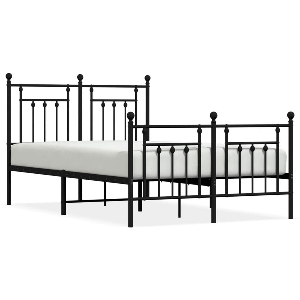 "SALE 2026"Bettgestell - Doppelbett - mit Kopf- und Fußteil Metall Schwarz 135x190 cm - Polsterbett Klassische Betten DE4914728