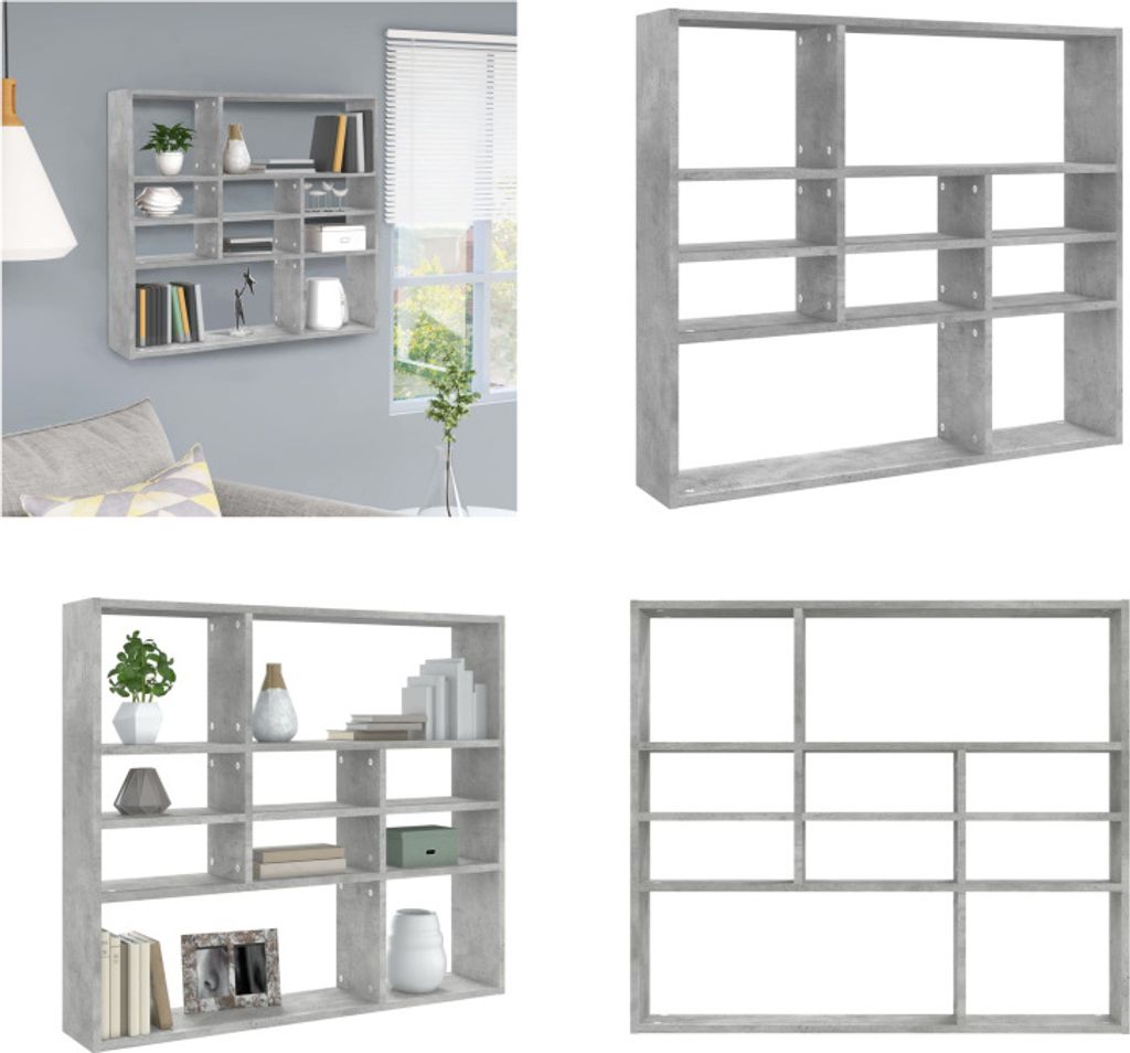 vidaXL Wandregal Betongrau 90x16x78 cm Holzwerkstoff - Wandregal - Wandregale - Regal - Regale