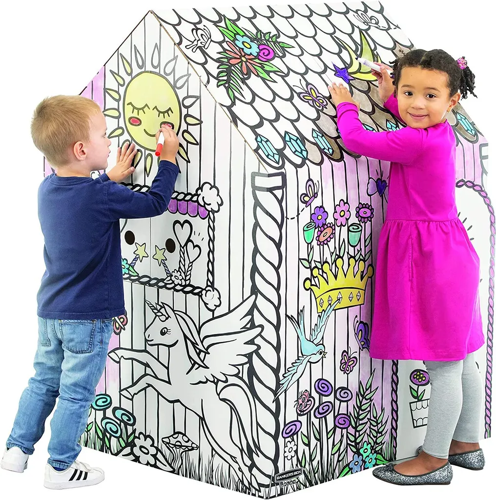 Maison de jeu Licorne sans bords coupants en carton ondulé pour enfant - 4