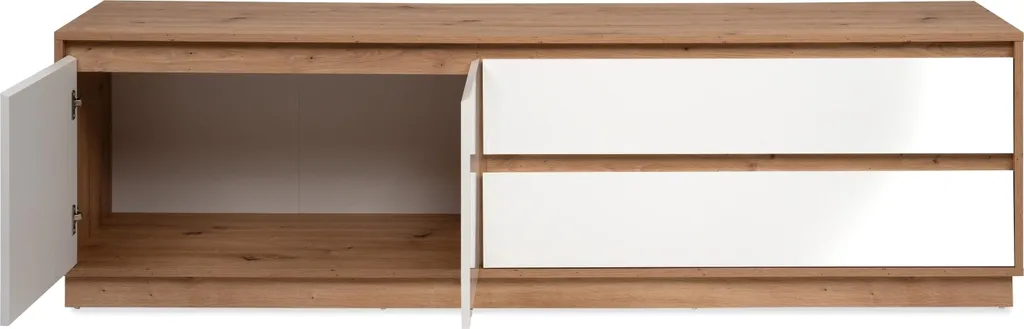 Grand Meuble TV Phoenix 175cm pour Salon, Rangement Chêne et Blanc - 3