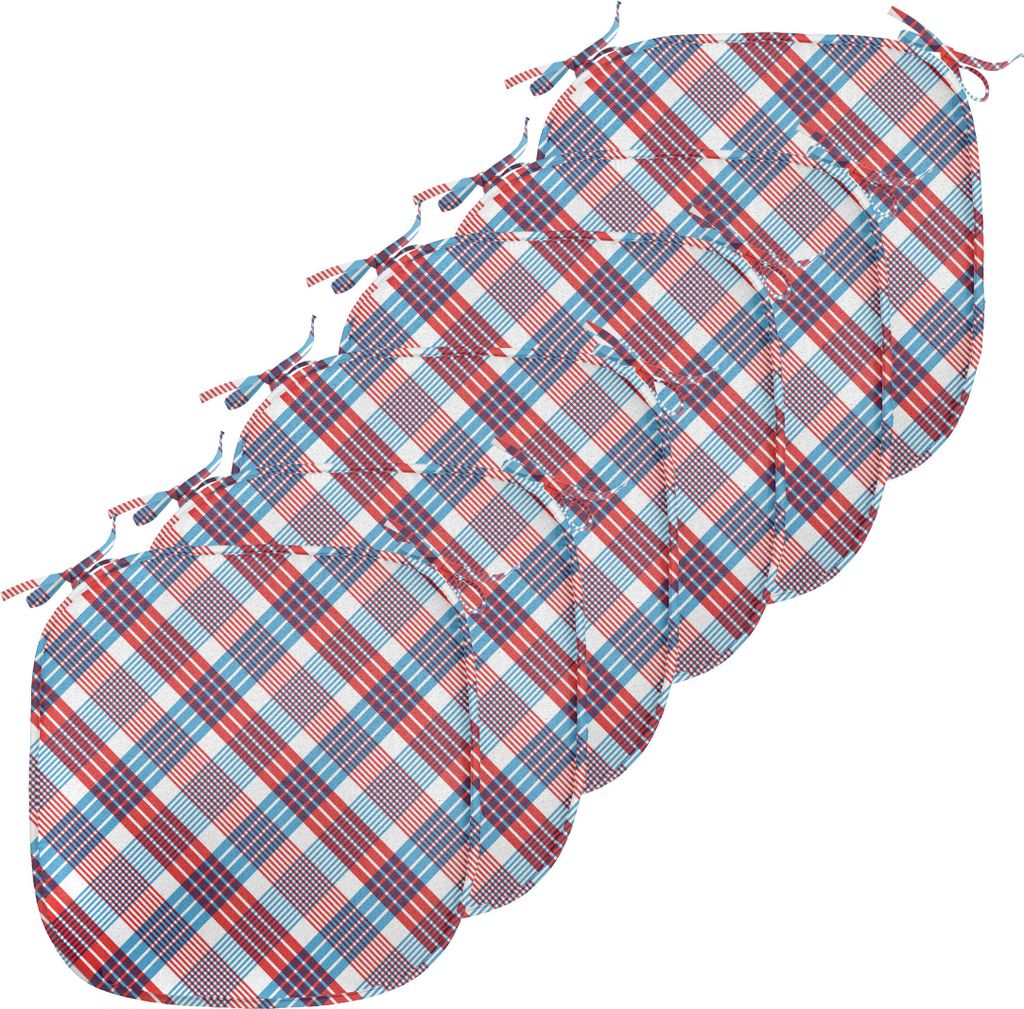 ABAKUHAUS Plaid Polster für Esszimmerstühle, Checkered diagonalen Linien, Dekoratives wasserfestes Kissen mit Riemen für Küchensitze, 40 cm x 4...