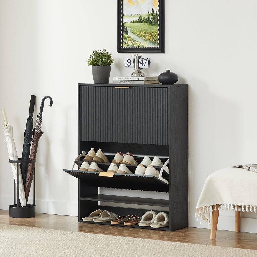 80x24cm Schuhschrank mit Nutfront höhenverstellbar Produktbild 