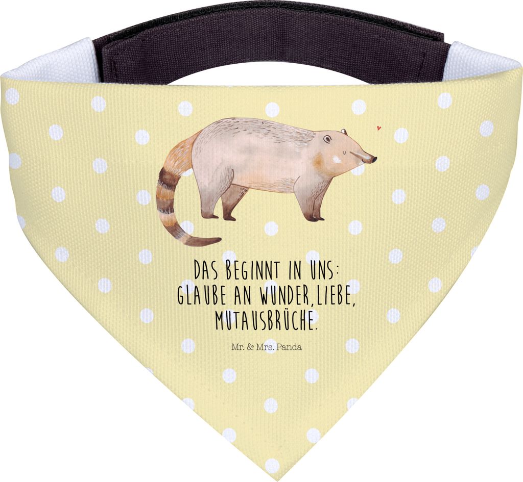 Mr. & Mrs. Panda Bandana Nasenbaer - Gelb Pastell - Geschenk, Nasenbären, Lustige Sprüche, Halstuch für Hund, Nasenbär, Hundehalstuch, Hunde, R...