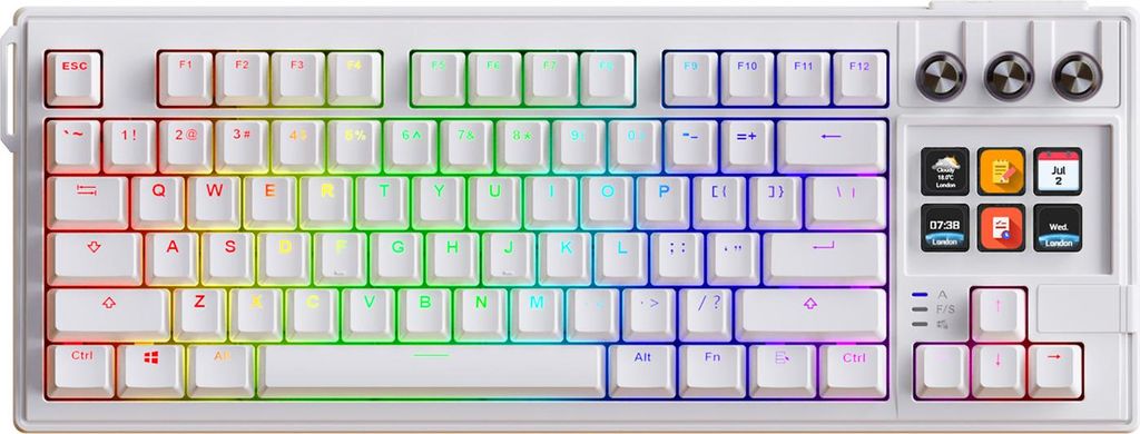 78 Tasten Mechanische Tastatur RGB-Hintergrundbeleuchtung Hot-Swap-fähig Roter Schalter Anpassbarer Drehknopf Kabelgebundene Verbindung Weiß