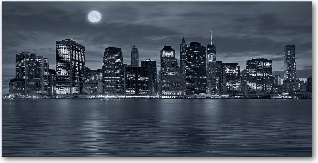 Tulup Küchenrückwand Spritzschutz aus Glas -100x50 -Spritzschutz auf gehärtetes GlasNew York bei Nacht