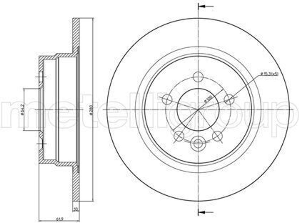 2x METELLI Bremsscheibe 23-0644 für ROVER 75 (RJ) für MG ZT Limousine 61 8mm