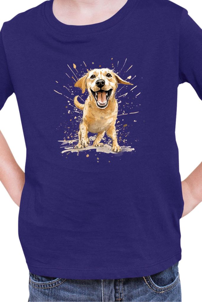 Kinder T-Shirt Funny Dogs Breeds Labrador Retriever Dog Breed, 7-8 Jahr - 128 / Dunkelblau