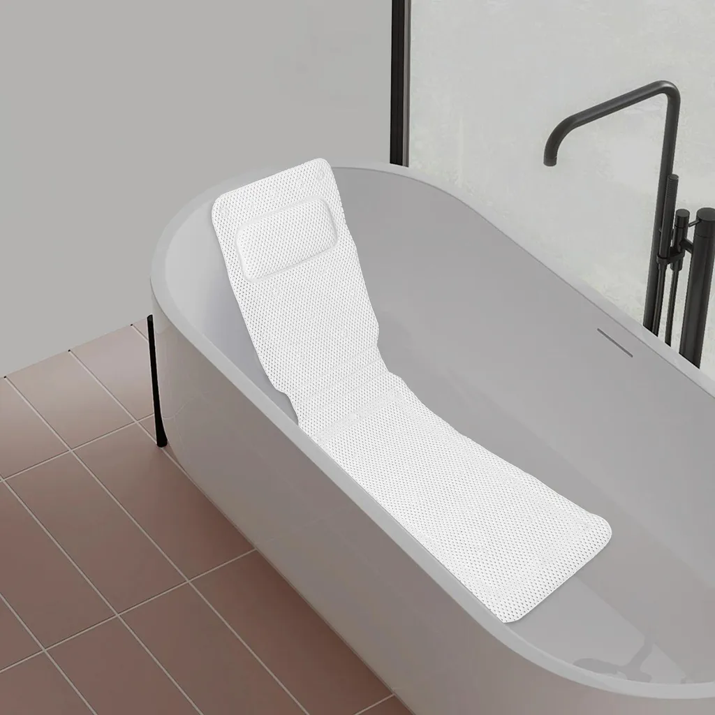Tapis de bain antidérapant lavable en machine avec coussin nuque