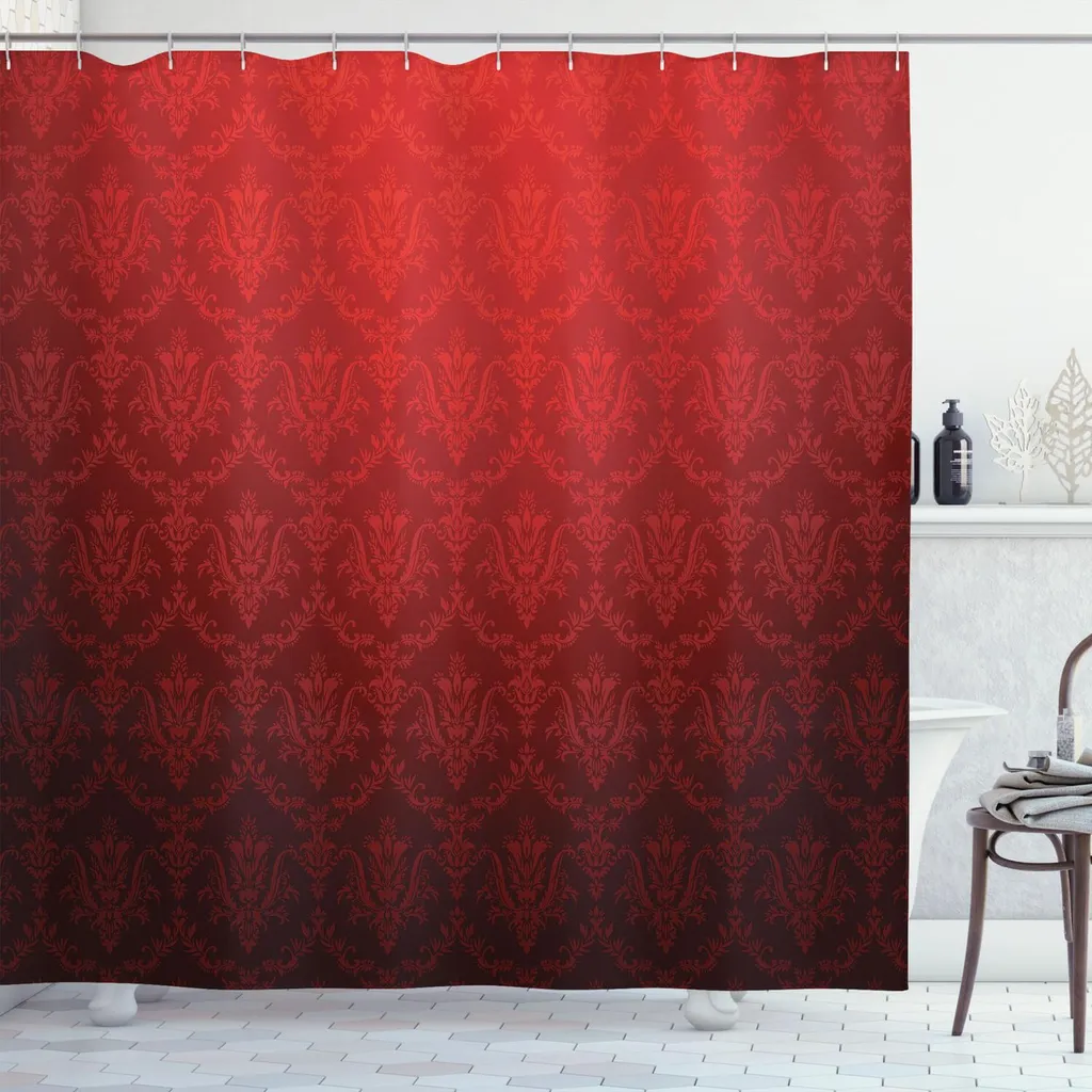 Tenda da Doccia 175x220 Abakuhaus Rossa e Nera - Antimuffa e Lavabile