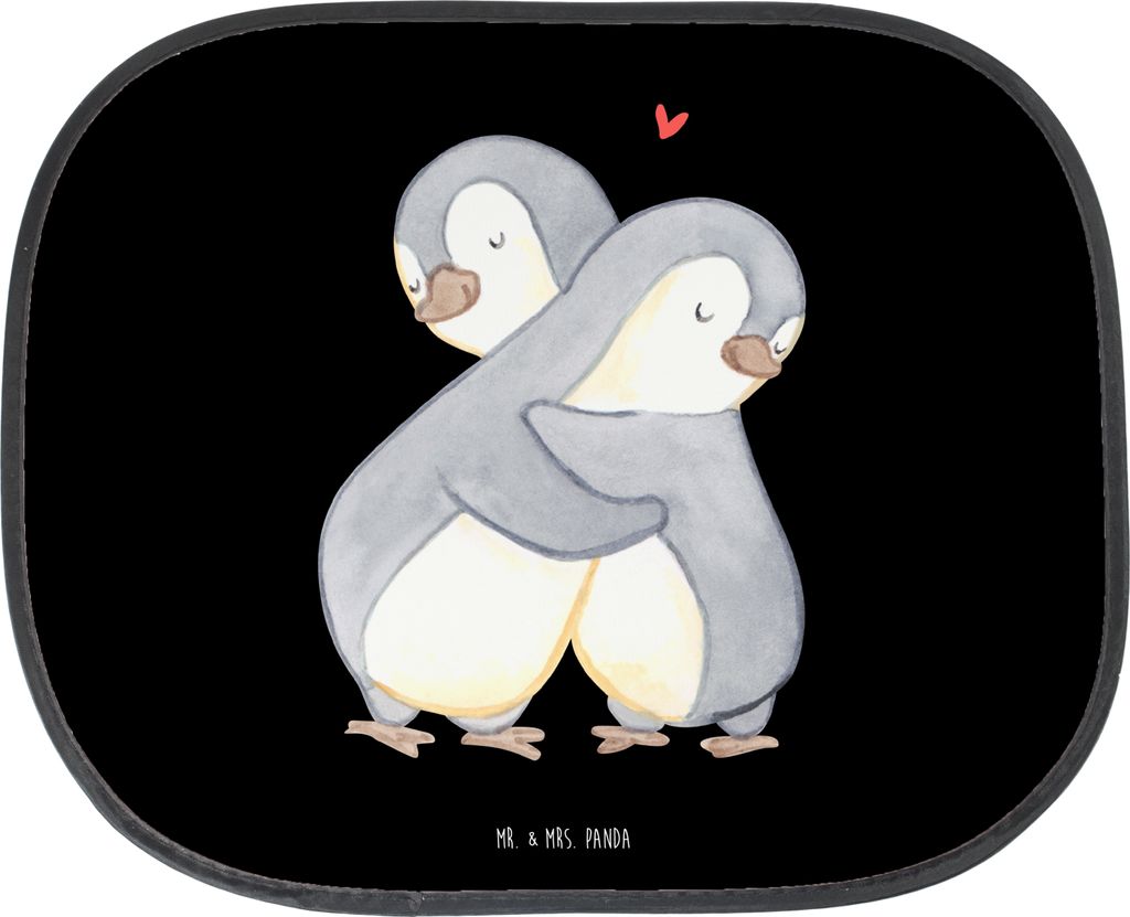 Mr. & Mrs. Panda Auto Sonnenblende Pinguine Kuscheln - Schwarz - Geschenk, Freund, Sonnenschutz, Mitbringsel, saugnapf, für Freundin, autofenster,...