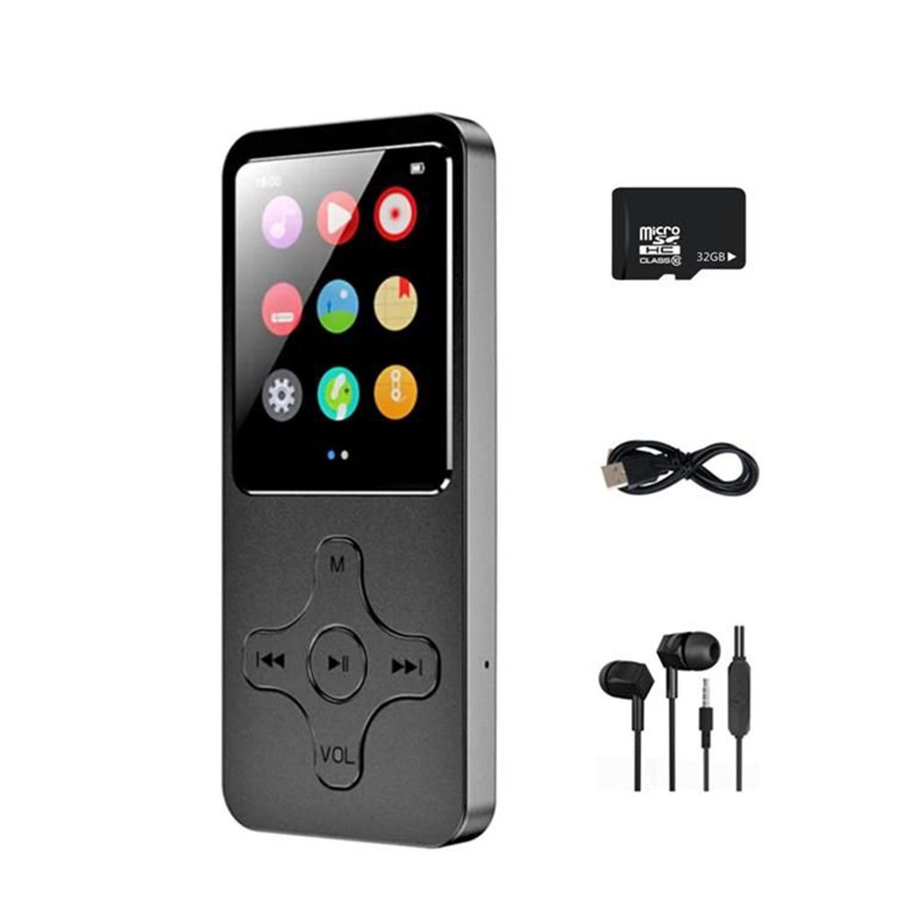 MP3 Player 1.8in Farbbildschirm tragbarer HiFi Musik Player Bluetooth 5.0 mit 32GB Karte mit FM-Radio / Aufzeichnung / E-Book