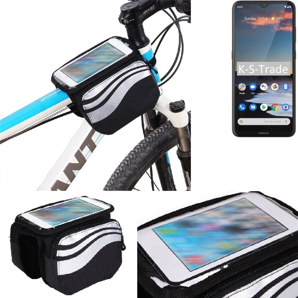 K-S-Trade Rahmentasche Fahrrad-Halterung kompatibel mit Nokia 5.3 Rahmenhalterung Fahrrad Handyhalterung Fahrradtasche Handy Smartphone Halterung Bike