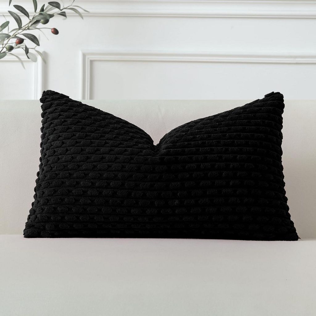 Kissenbezug Kordsamt gestreift 40x60 cm Schwarz 1 Stück