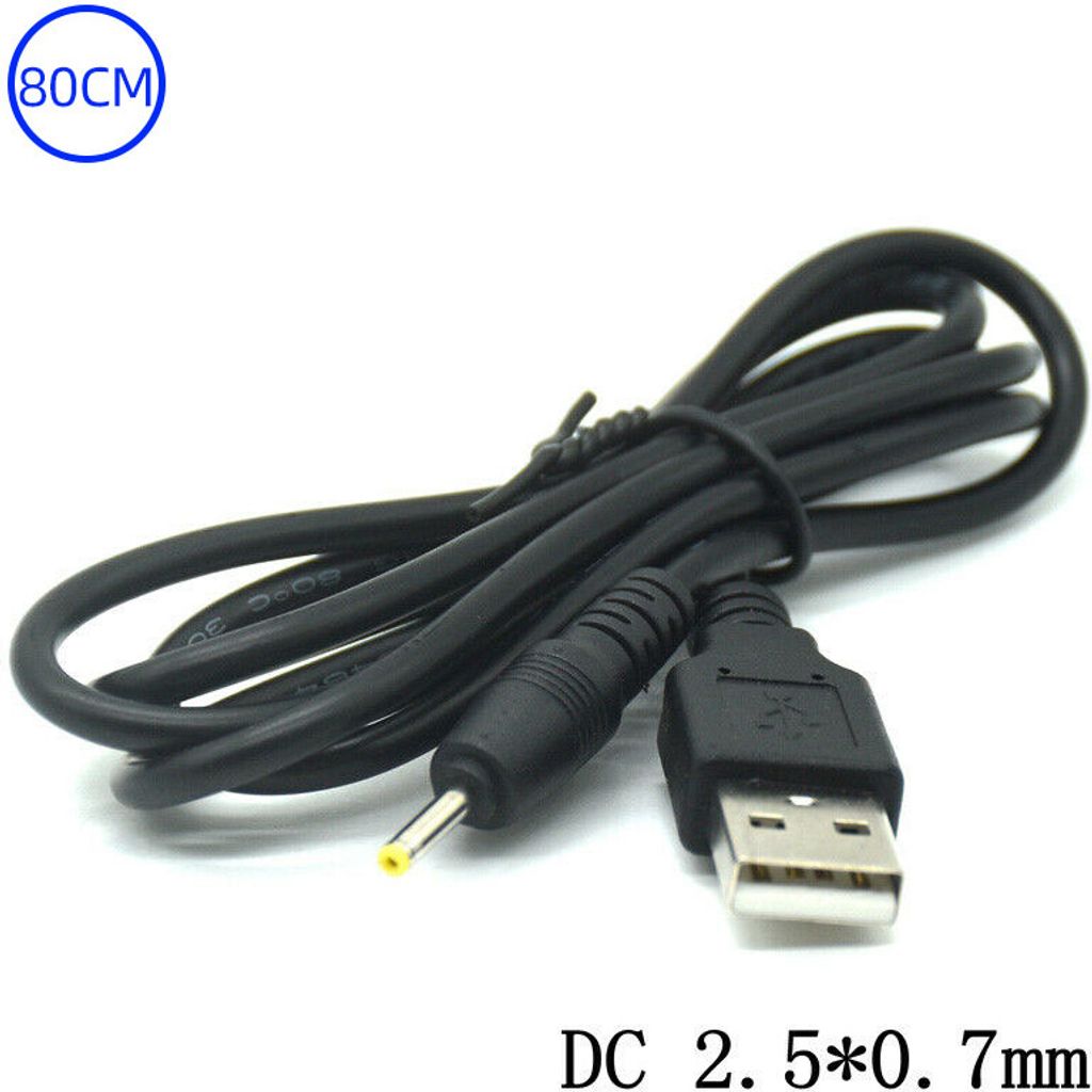 80cm USB Stromkabel Kabel auf DC Hohlstecker Stecker 2.5 x 0.7mm Ladekabel