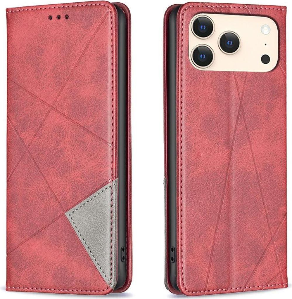 Mobigear Rhombus Slim iPhone 17 Pro Max Hülle Klapphülle - Rot