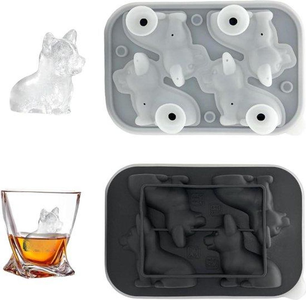 Silikonische Igel für große Igel - Hundesilikonische Igel für Whisky-Cocktails - Igel mit Deckel - Trechter in Schwarz
