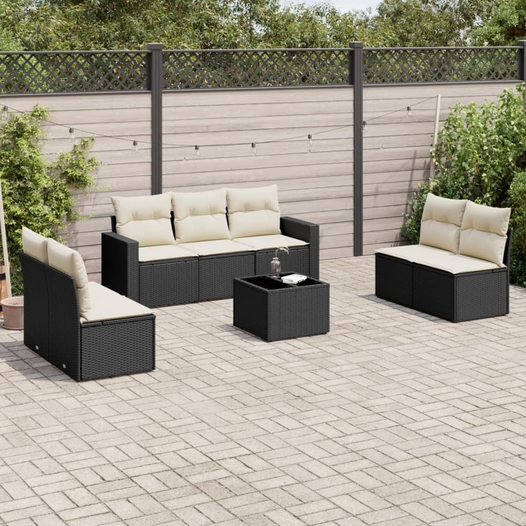 Maison Exclusive - 8-tlg. Garten-Sofagarnitur mit Kissen Schwarz Poly Rattan