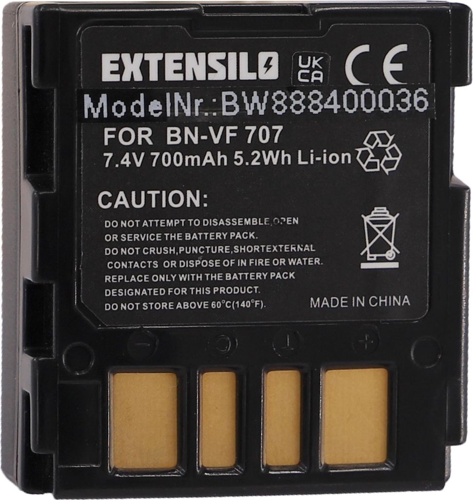 EXTENSILO Akku kompatibel mit JVC GZ-DF470, GZ-DF420, GZ-MG20, GR-X5EX, GZ-D270, GZ-D240, GR-X5E, GR-X5, GR-X5US Kamera (700 mAh, 7,4 V, Li-Ion)