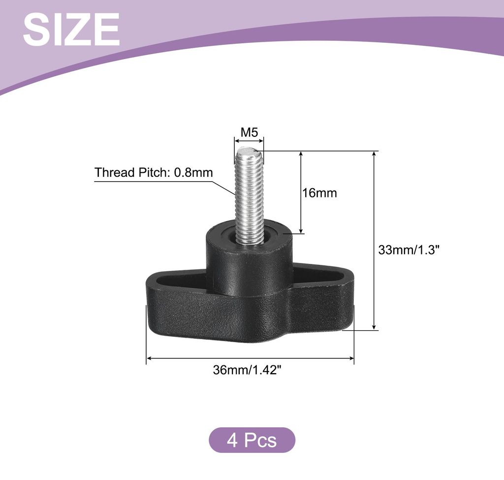 4 Stš¹ck T-Flš¹gelschraube mit Griffen R?ndelschrauben, M5 x 16mm M?nnliche Schraube Knopf 304 Edelstahl R?ndelschraube Daumenschrauben-Griff 3...