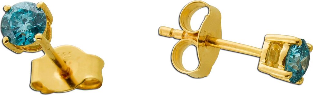 Diamant Ohrstecker Gold 585 14K blaue Natur Diamanten 0.50ct
