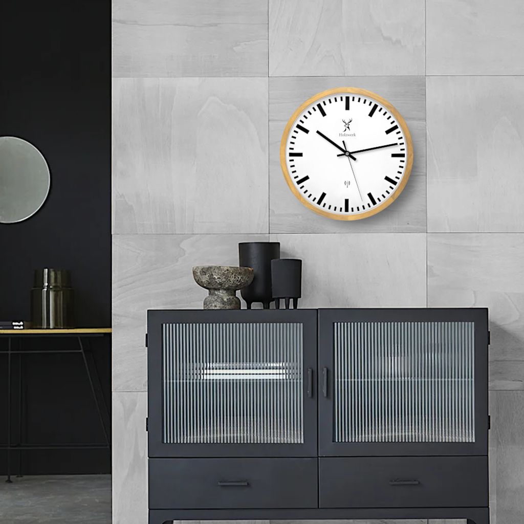 Holzwerk GOLDBERG (FUNK) moderne Bahnhof Holz Funk Wanduhr, Produktbild 7