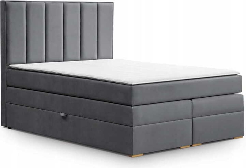 MALAGA 160 Boxspring Continentalbett (Dark Grey - Bluvel 14)