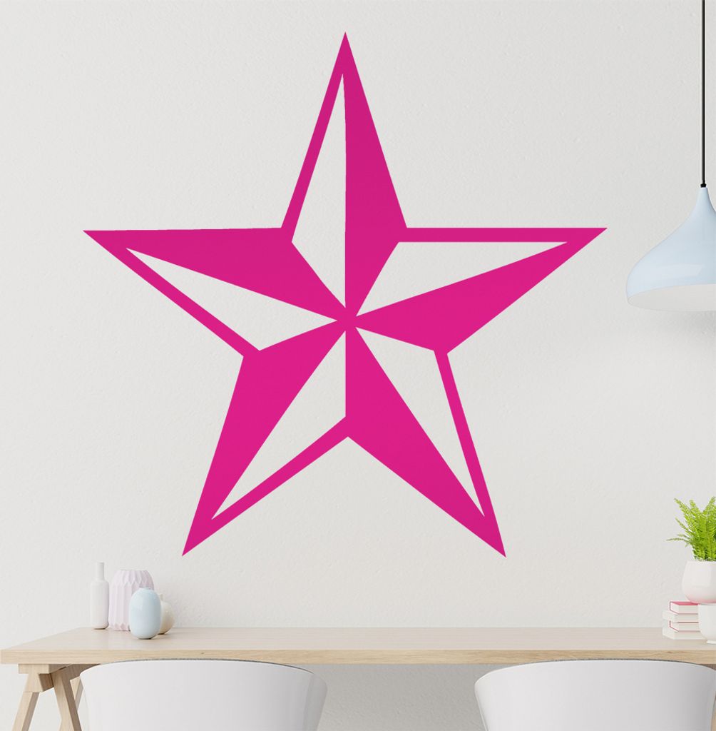nautischer Stern Wandtattoo in 6 Größen - Wandaufkleber Wall Sticker - Dekoration, Küche, Wohnzimmer, Schlafzimmer, Badezimmer