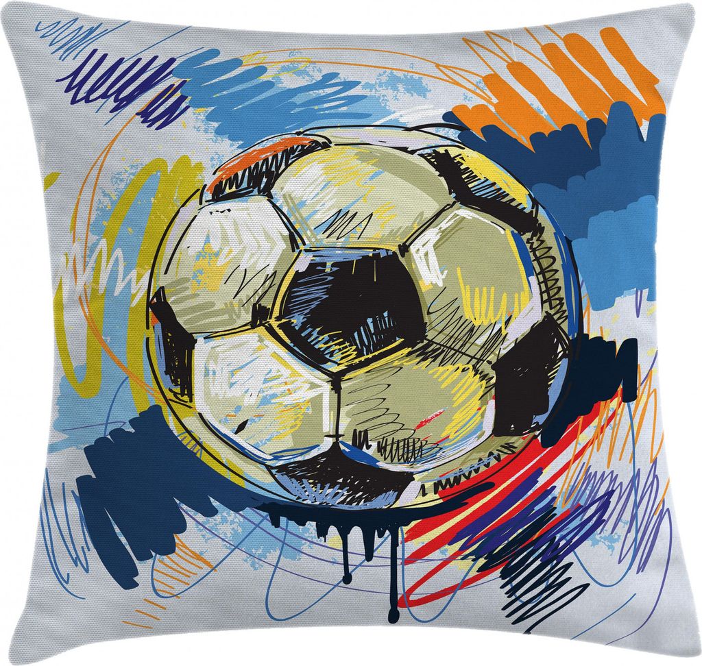 ABAKUHAUS Fußball Kissenbezug, Bunte Detaillierte, Dekorative Kopfkissenhülle mit Beidseitigem Druck Reißverschluß Waschbar, 45 x 45 cm, Mehrfa...
