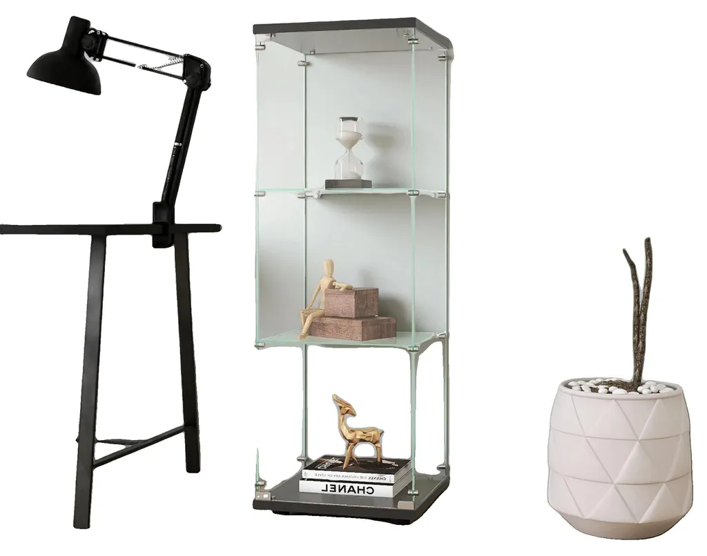 Étagère en verre noir trempé design moderne avec fixations incluses