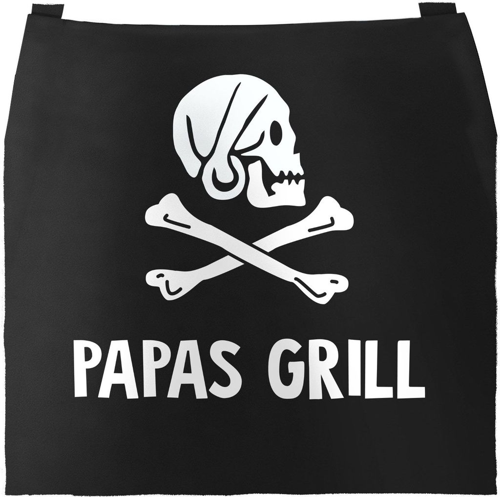 Grill-Schürze für Männer mit Spruch Papa' s Grill Totenkopf Knochen Baumwoll-Schürze Küchenschürze BBQ Geschenk Moonworks schwarz unisize