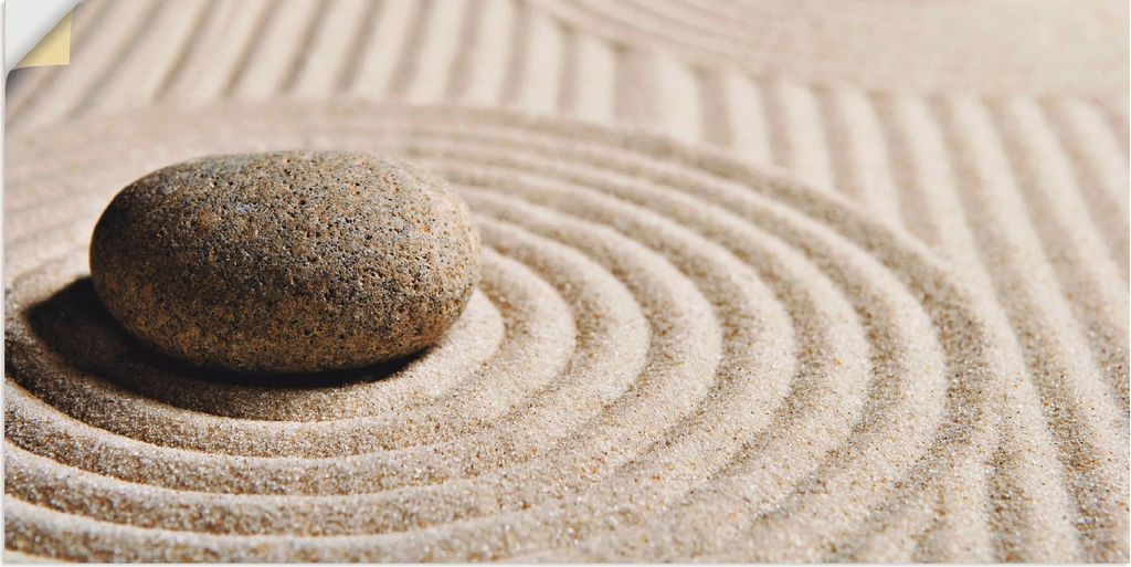 ARTland Wandbild, selbstklebend Mini Zen Garten - Sand Größe: 40x20 cm