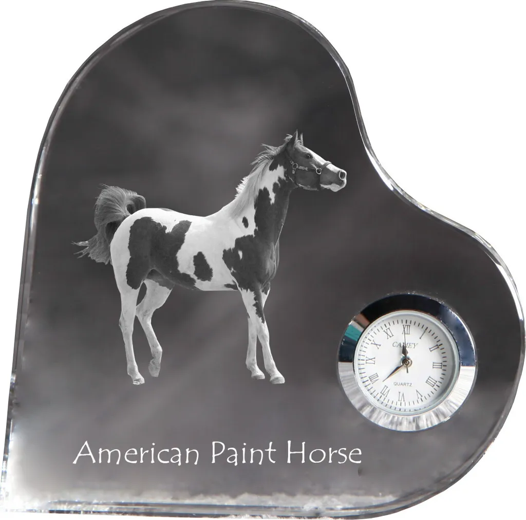 Horloge silencieuse American Paint Horse sur pied pour déco sans trou