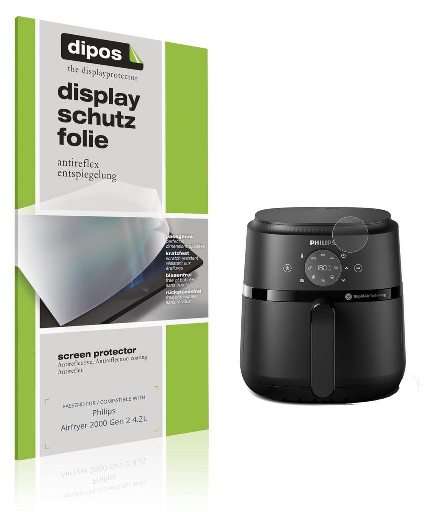2x Schutzfolie für Philips Airfryer 2000 Gen 2 4.2L matt Displayschutzfolie Folie Display Schutz dipos