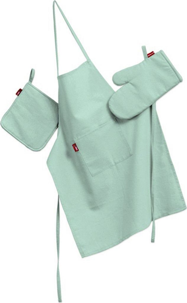 Küchenset: Schürze, Handschuh, Topflappen
